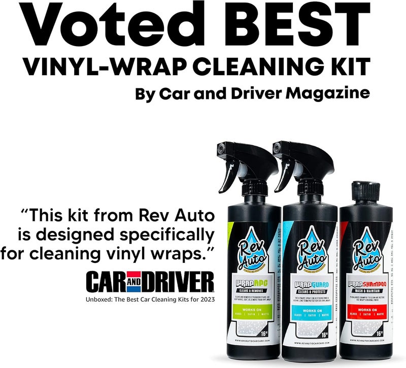 Rev Auto Vinyl Wrap Cleaner Kit – 3-Item Set Includes Wrap Detailer, Shampoo & Light Stain Remover | Made for Gloss, Satin, Matte, Chrome & More - Image 5